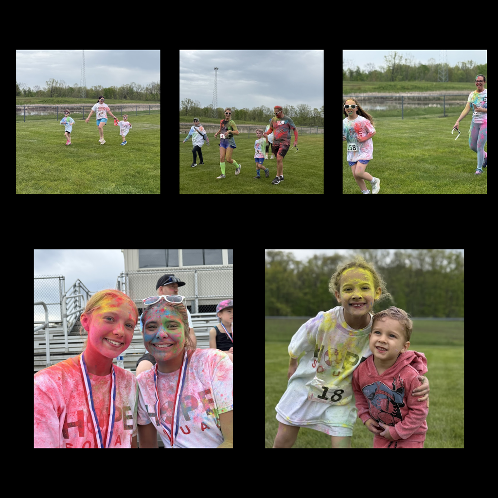 pictures of families participating in a color run