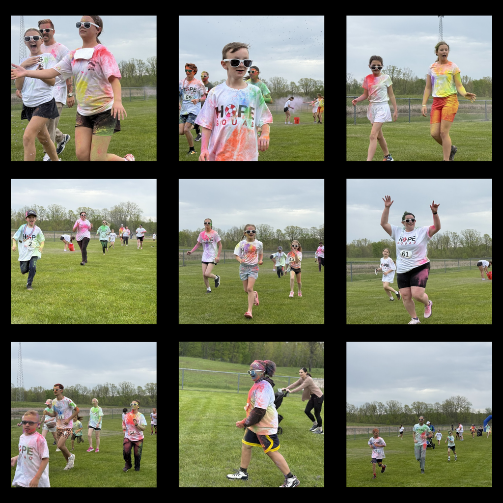 pictures of families participating in a color run