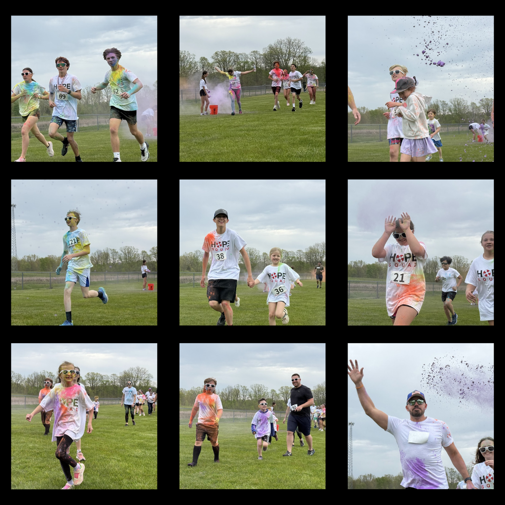 pictures of families participating in a color run