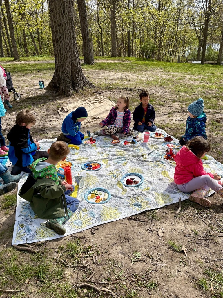 kids having a picnic outside