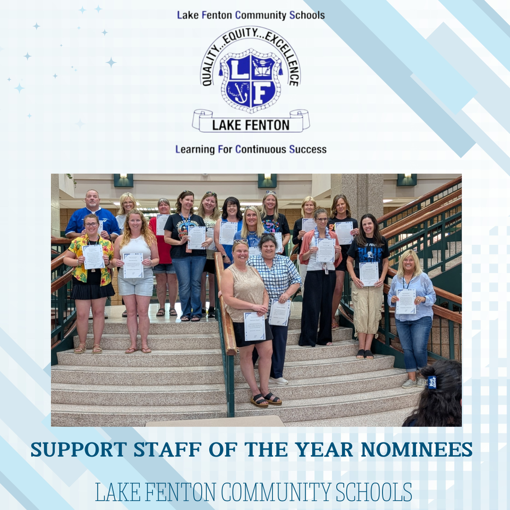 support staff of the year nominees Lake Fenton Community Schools