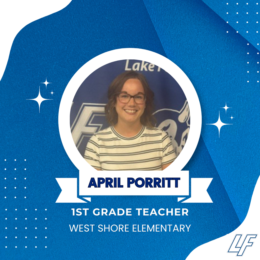 New Staff Welcome image- April Porritt 1st grade teacher West Shore Elementary