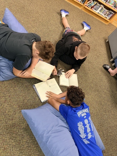3 boys laying on the floor reading