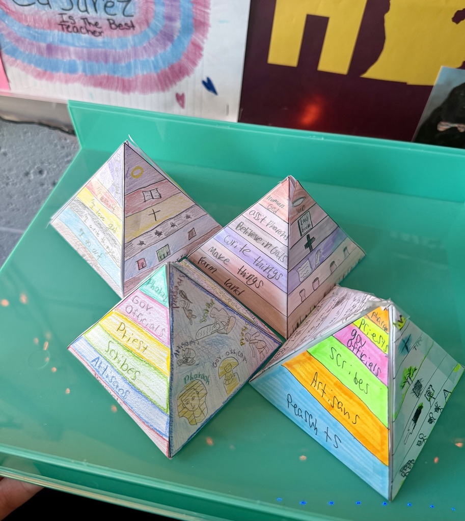 student made paper pyramids