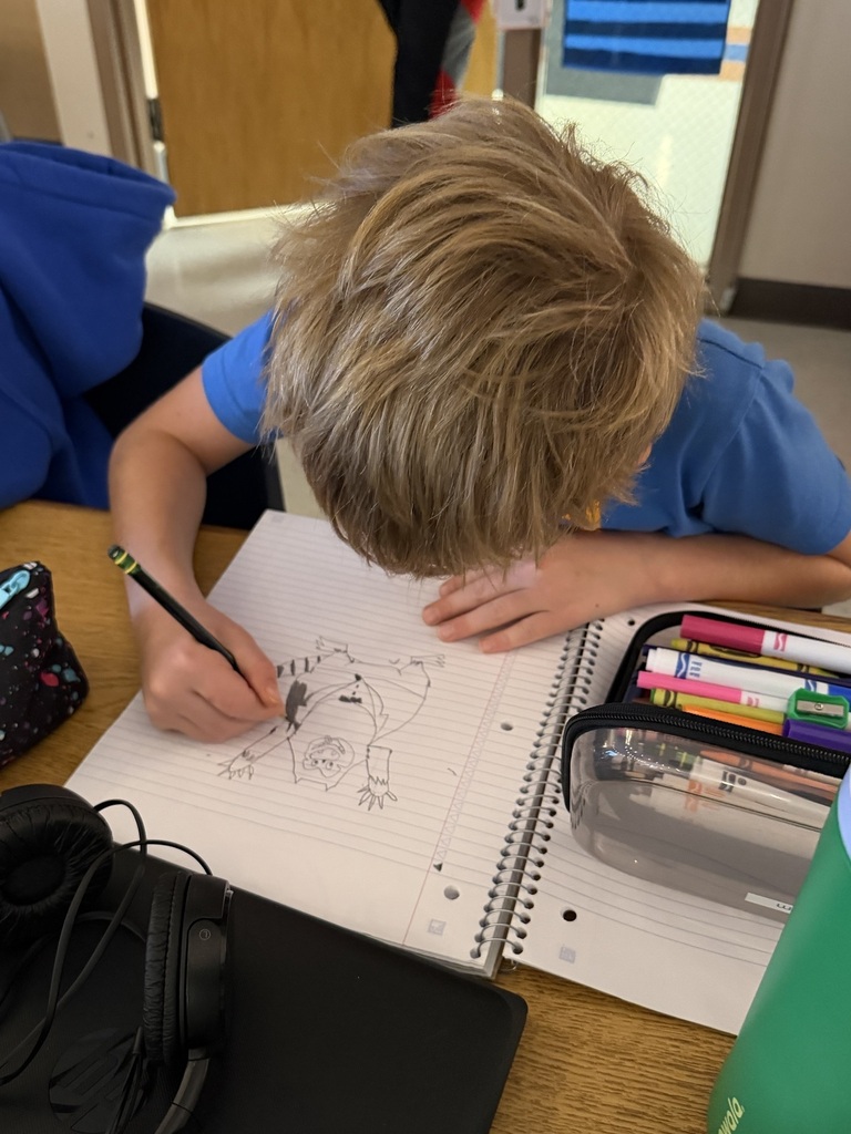 boy drawing a picture at his desk