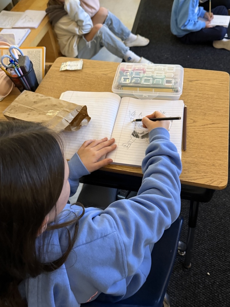 student drawing a picture at his desk