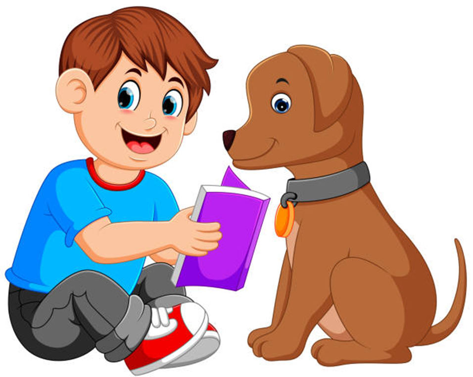 Dog and kid reading