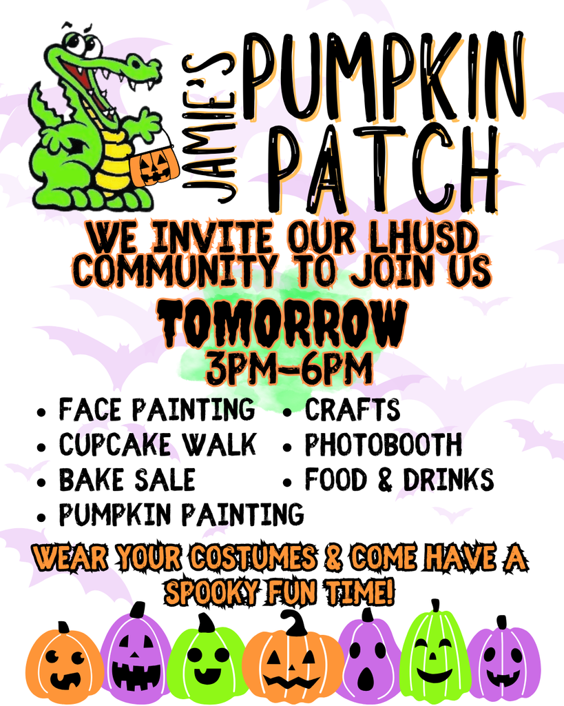 Join us tomorrow for Jamie's Pumpkin Patch from 3-6pm!