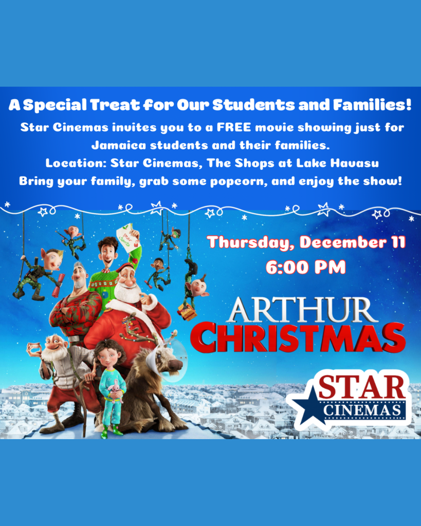 Hey Crocs ~ A Special Treat for Our Students and Families! Star Cinemas invites you to a FREE movie showing just for local students and their families. Thursday December 11th at 6pm!