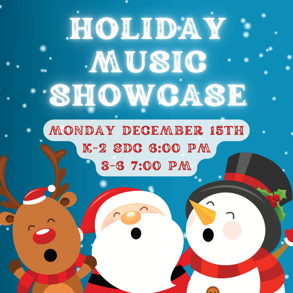 Please Join Us Tonight, December 15th for Jamaica's Holiday Music Showcase!  Kinder - 2nd Grade & SDC 6:00 pm 3rd - 6th Grade 7:00 pm 