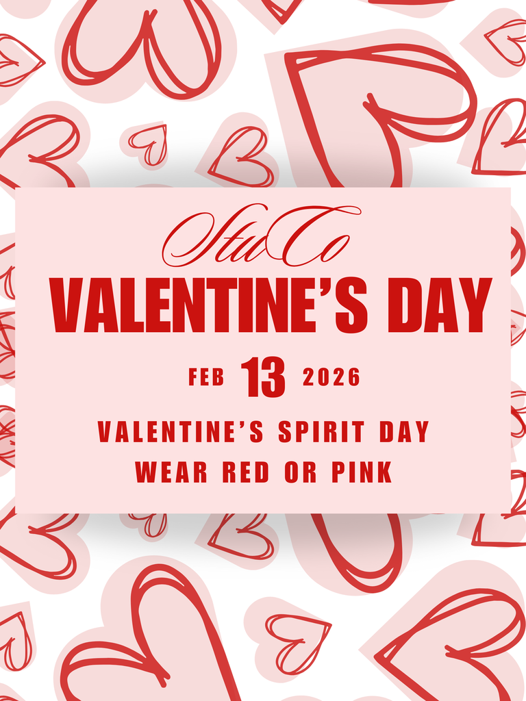 StuCo Valentine's Spirit Day  Join StuCo in Celebrating Valentine's Day Today ~ Friday, February 13th, 2026!  Dress in Red & Pink 