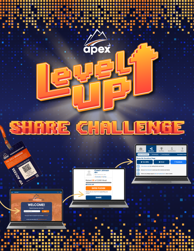 🌟 Weekend Challenge Alert! 🌟 Ready to spread some love and make a difference? 💖 Share this post with 5 friends and help us reach our goal! 🚀 Link your student’s pledge page to show your support for our @apexleadershipcompany obstacle course! The best part? People from all over the world can pledge and be part of this amazing cause! Let's come together and make a positive impact! 🌍✨ #ApexChallenge #SpreadLove #SupportOurStudents