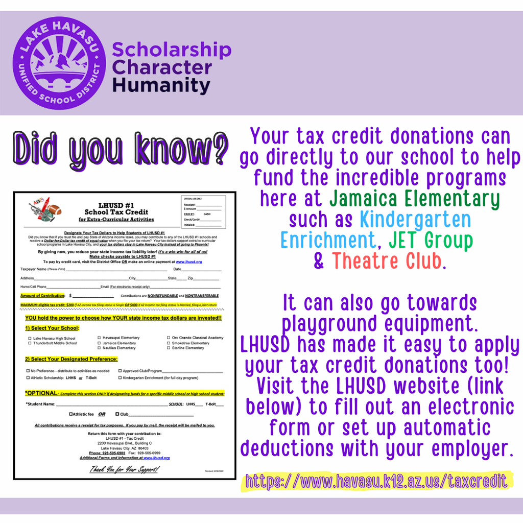 Tax Credit Donation Information