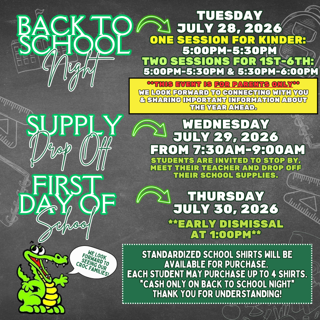 Important Upcoming Back to School Dates for our Jamaica Crocs!