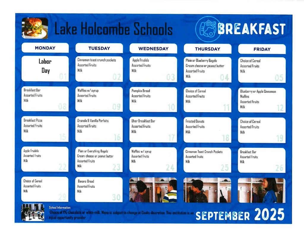 Sept 2025 Breakfast menu