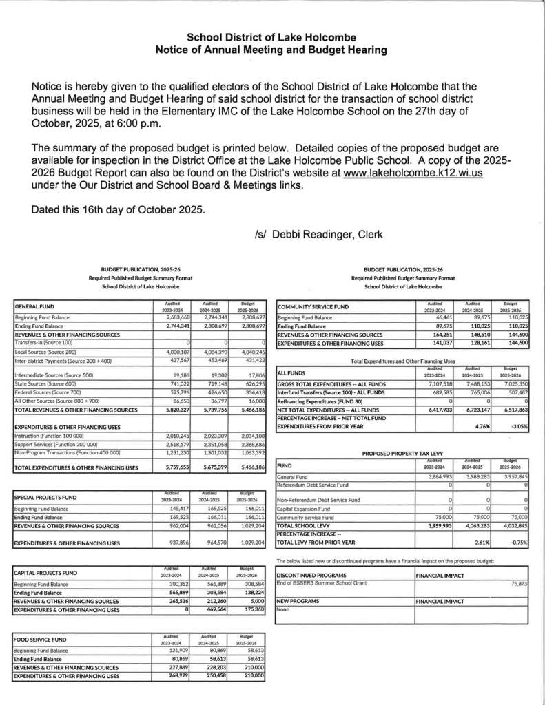 Annual Meeting & Budget Hearing Notice
