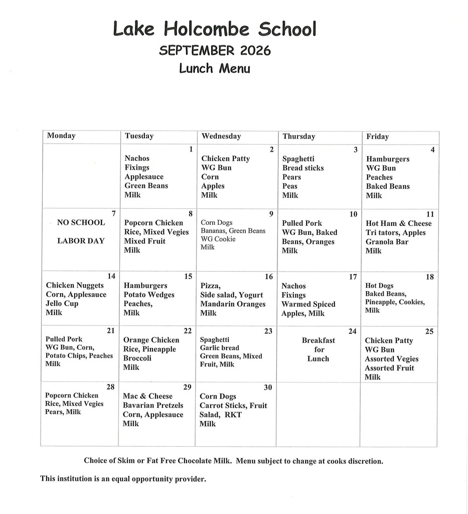 Lunch menu