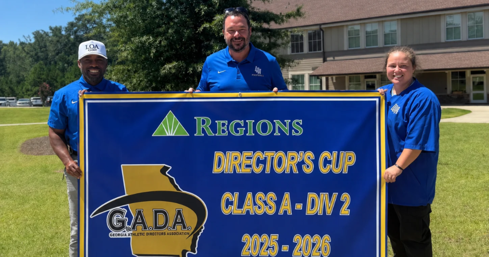 Team with banner