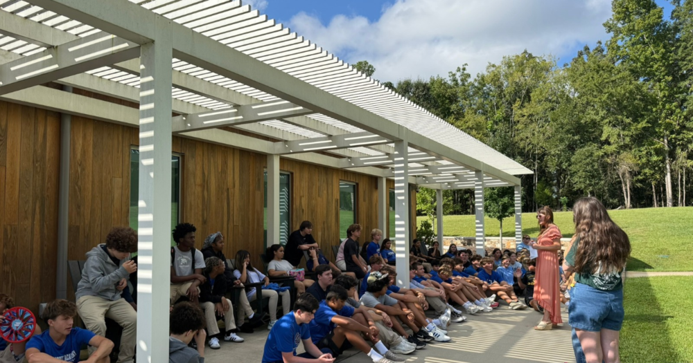 class sitting on sidwalk