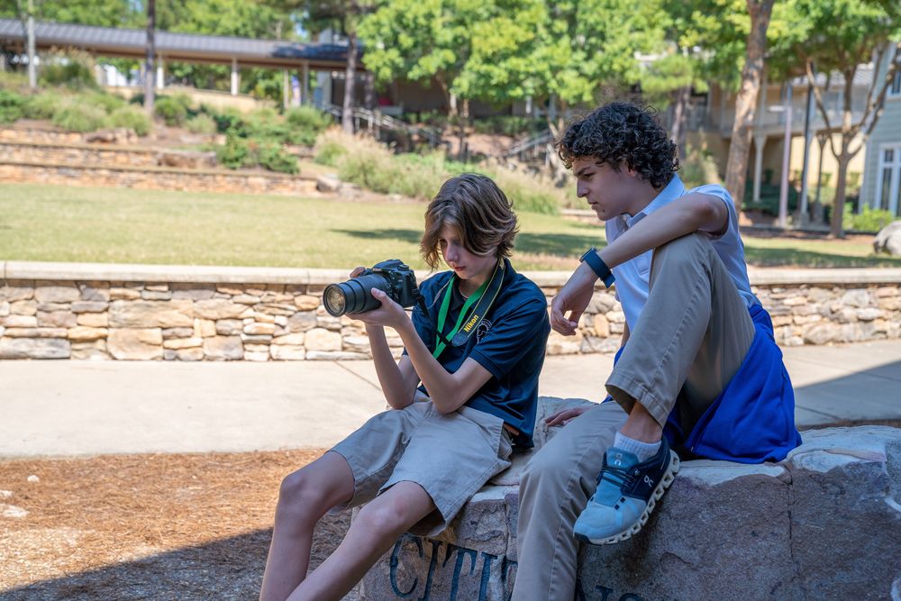 two students on campus