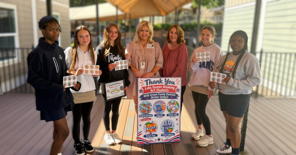 5 students with art