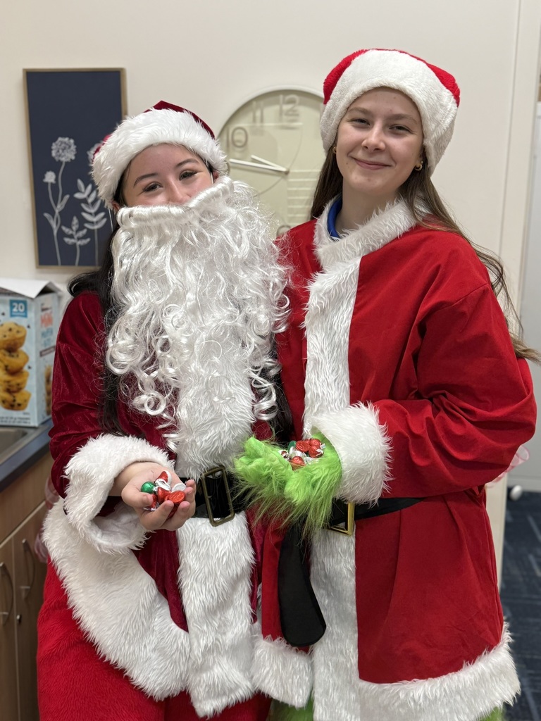 Students dressed up as Santa