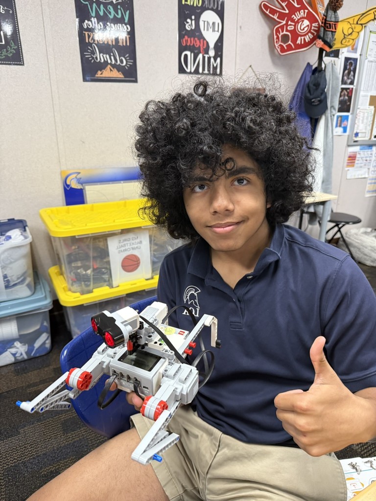 student with robot