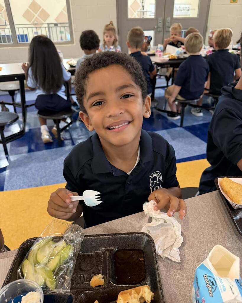 Student eating breakfast