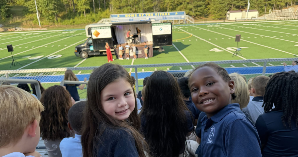 Students at concert truck event