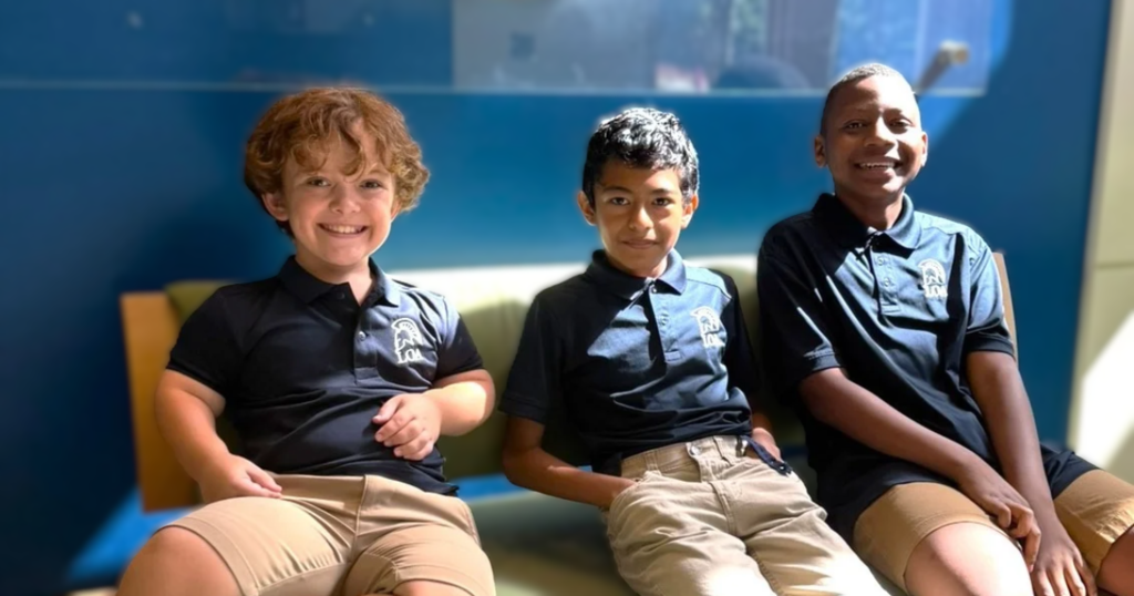 Three boys on bench