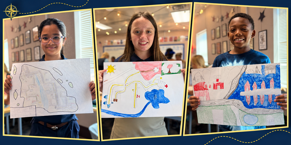 students holding maps