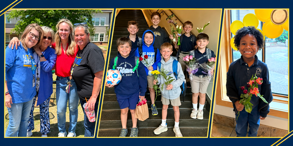 Students with flowers