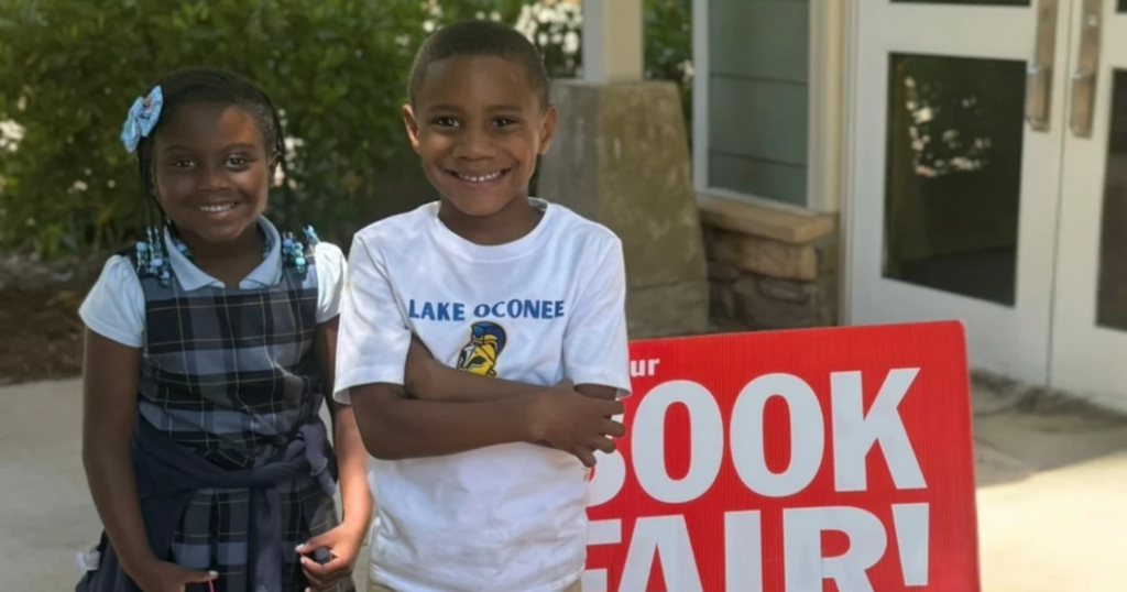 two kids at book fair