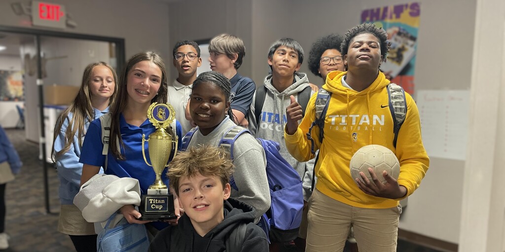 Students with trophy