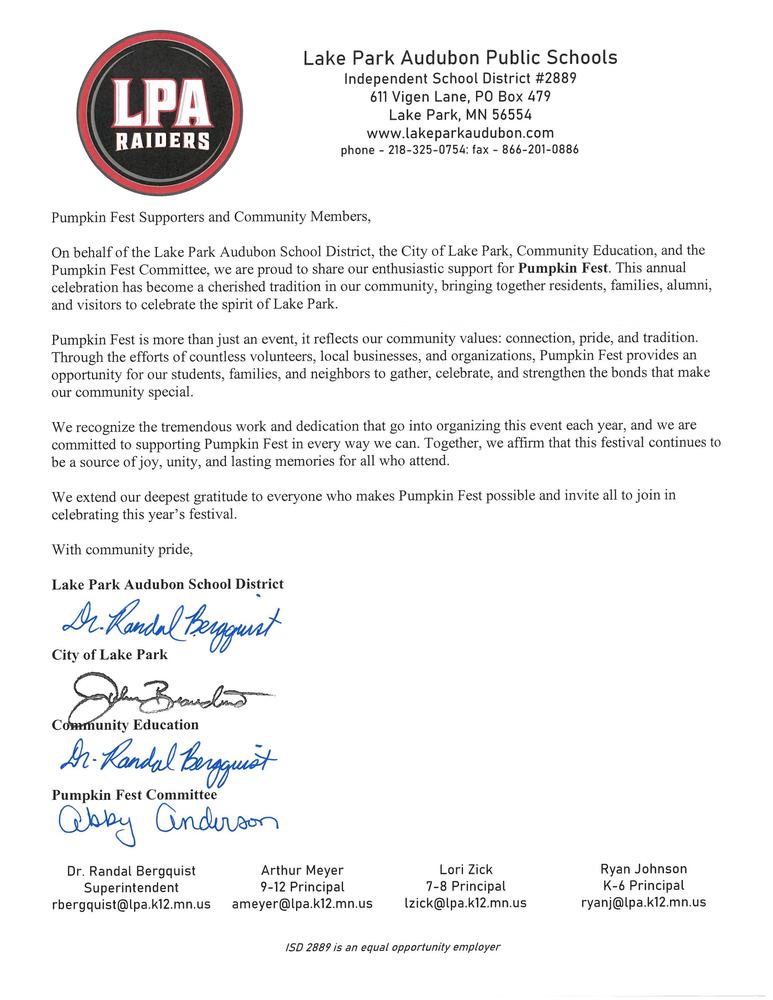 pumpkinfest letter