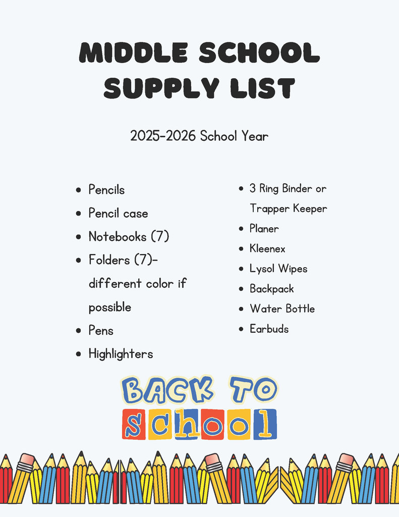 LPA Back to school list