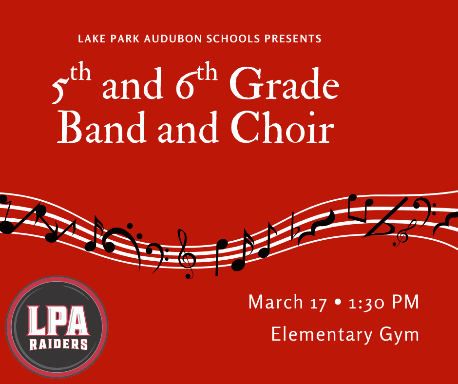 5th and 6th Band/Choir Program information.
