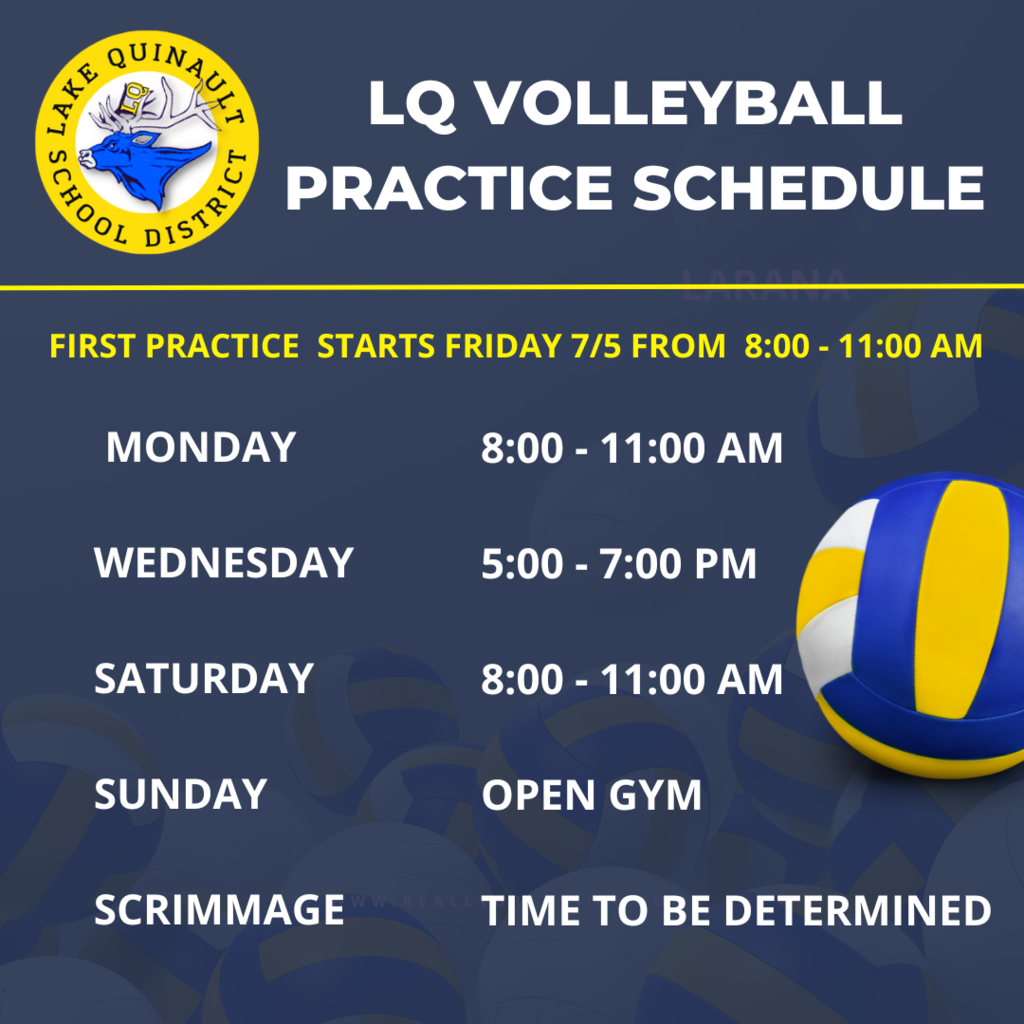 Summer volleyball Practice schedule