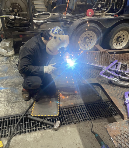 student welding