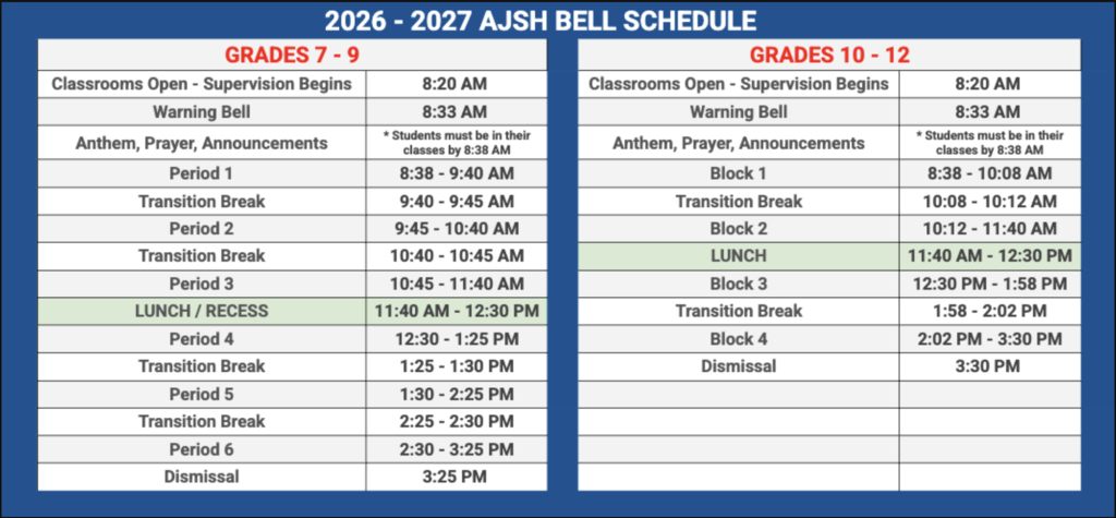 2026 - 2027 Bell Schedule