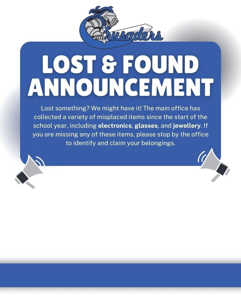 If you've lost something at Assumption School since the beginning of the year, it may be in the office. Come see us!