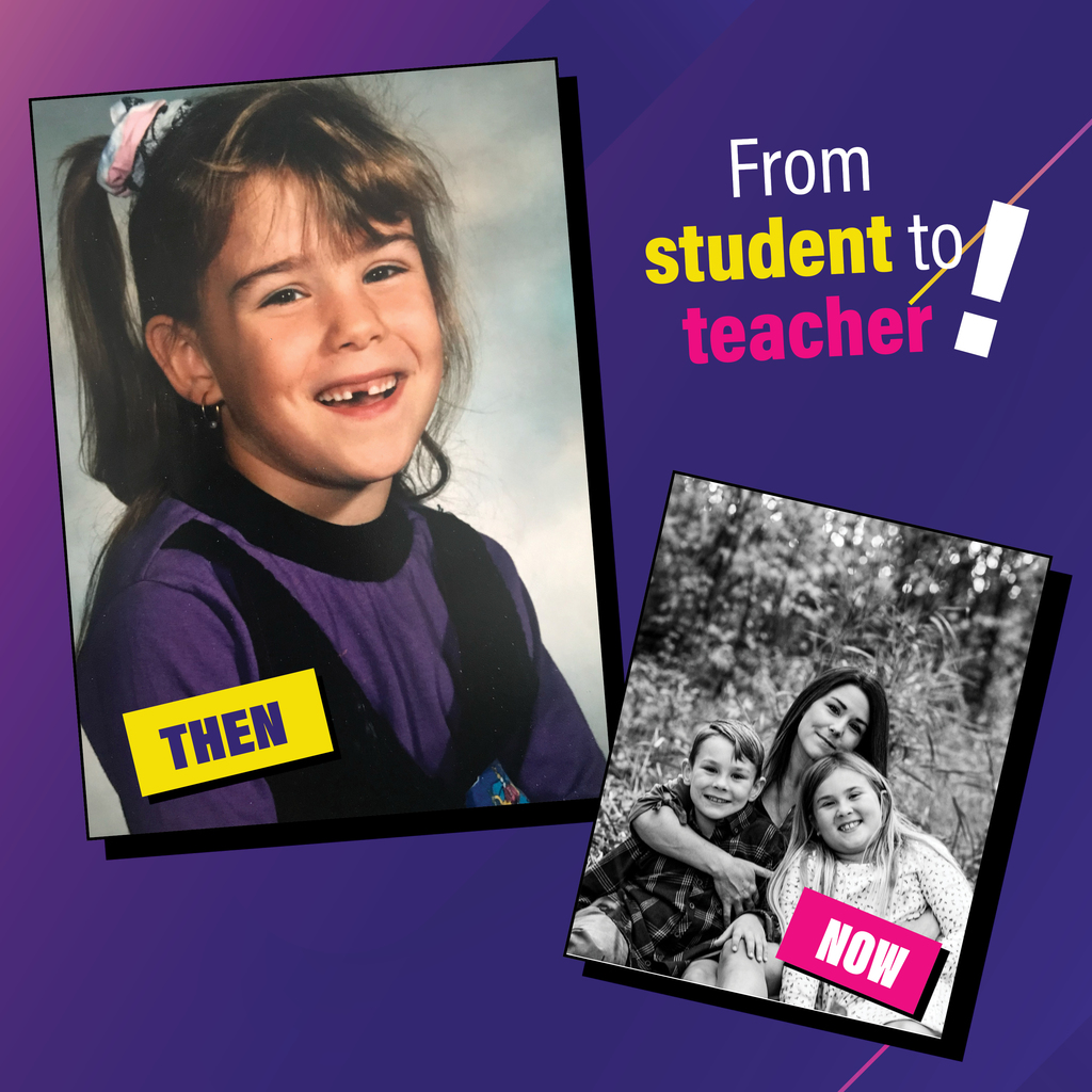 From student to teacher feature with then and now photos