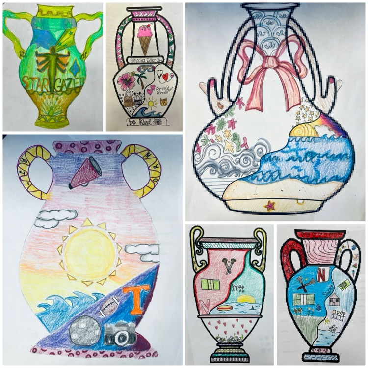 Ceramics 2 students did a beautiful job on their Personal Vessel Blueprint sketches. Every part of the Vessel has personal meaning, from the handles to the foot. 