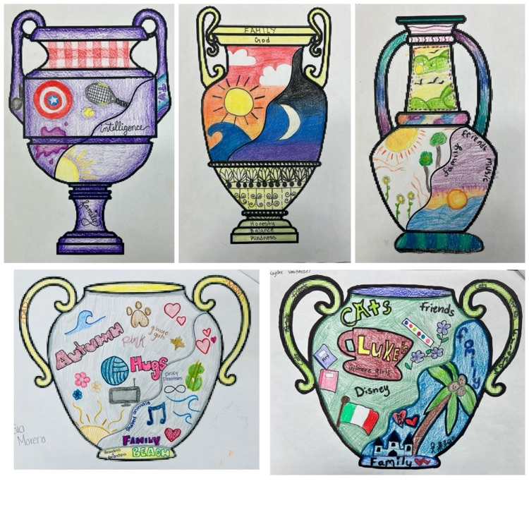 Ceramics 2 students did a beautiful job on their Personal Vessel Blueprint sketches. Every part of the Vessel has personal meaning, from the handles to the foot. 