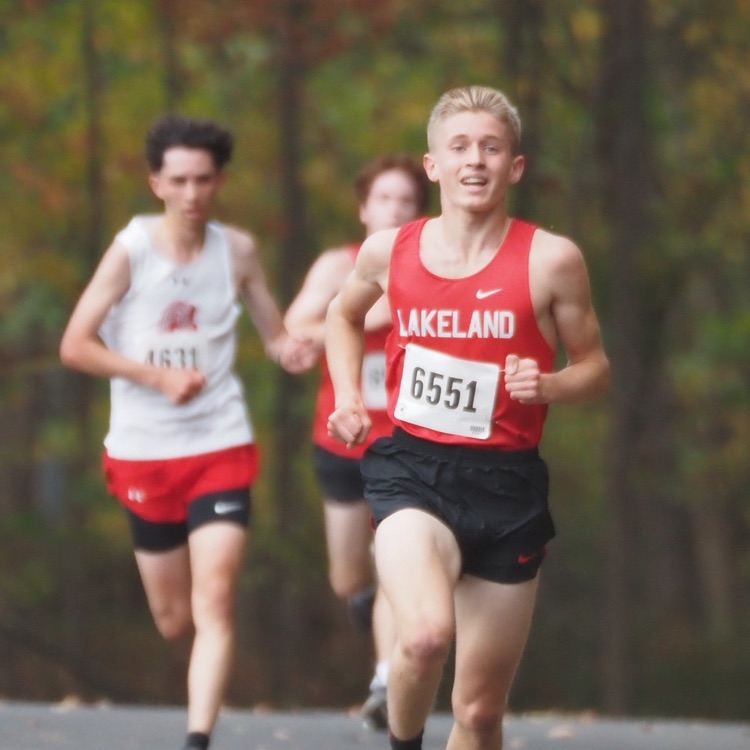 Daniel Seminara leading the boys team as their first finisher