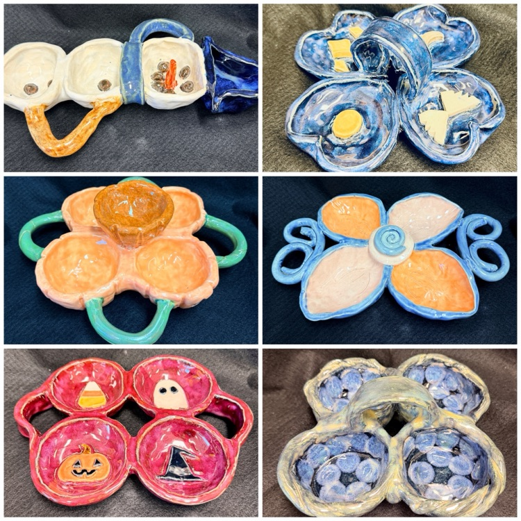 Ceramics 2 students did a beautiful job on their combined pinch platters. 
