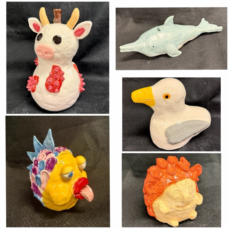 Ceramics 2 students did an amazing job on their combined pinch piggy banks!