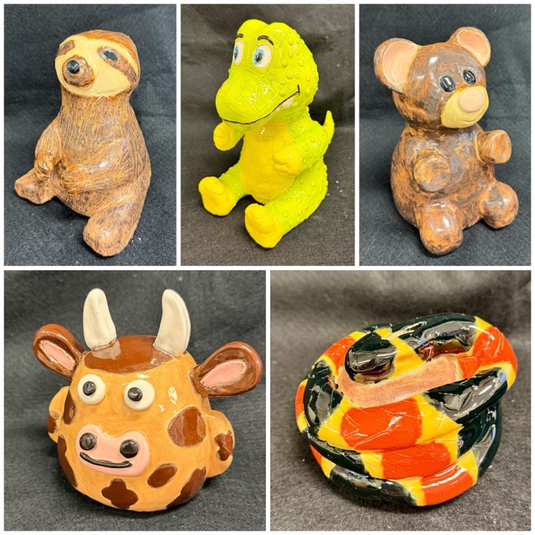 Ceramics 2 students did an amazing job on their combined pinch piggy banks!