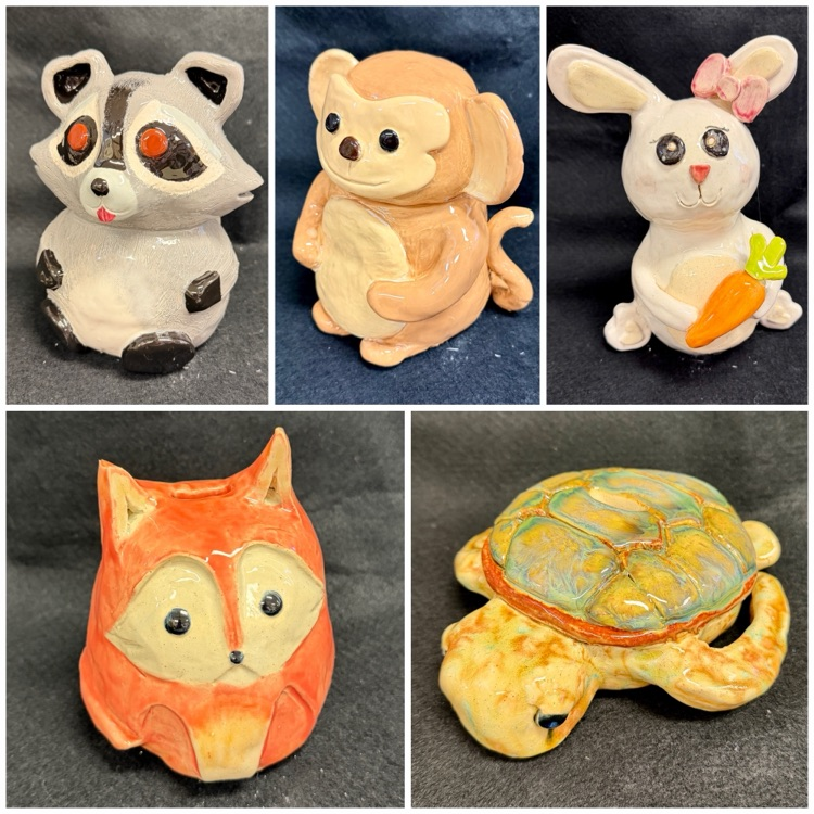 Ceramics 2 students did an amazing job on their combined pinch piggy banks!