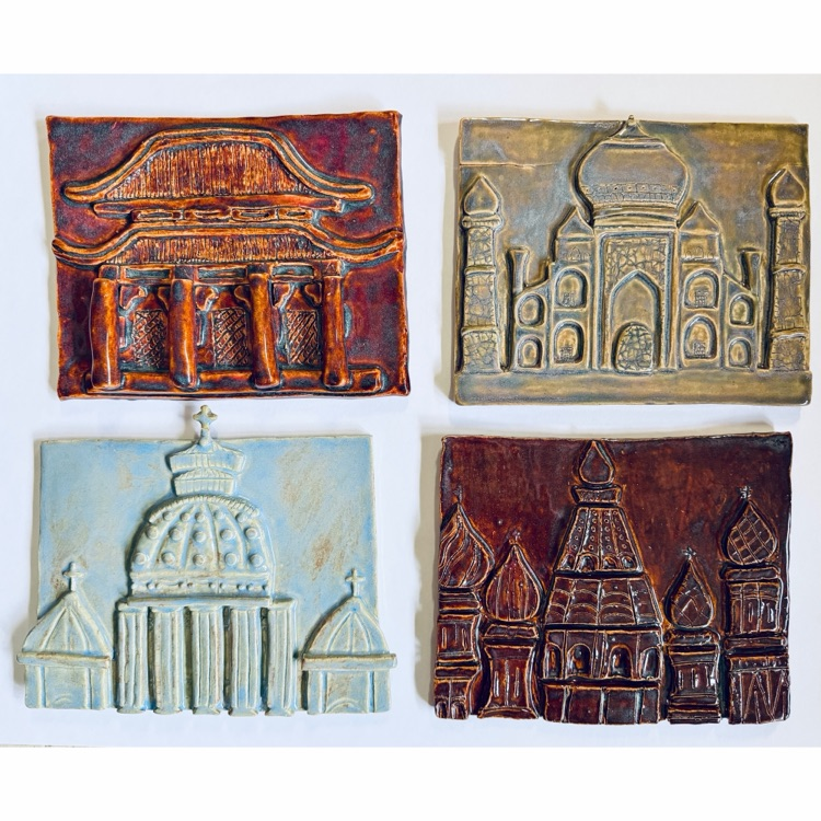 Ceramics 2 students created amazing architectural reliefs showing the facade of a famous building